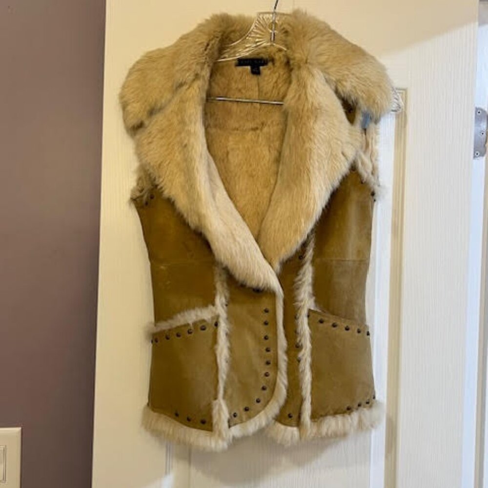 Vintage Studded Rabbit Fur Vest